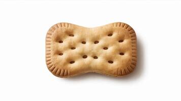 Isolated cracker with holes on a white background in a studio shot close up view photo