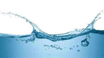 A close up shot of splashing water with droplets against a white background photo