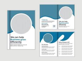 Professional Bi-Fold Brochure Design for Business Growth, Featuring a Modern Blue and White Theme and Efficient Layout vector