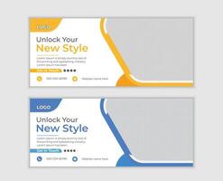 Unlock Your New Style Modern Stylish Customizable Web Banner Templates for Business Promotion - Professional digital artwork with vibrant colors and detailed composition vector