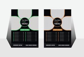 Elegant Black and GreenBrown Fast Food Menu Table Tent Design for Ordering Now - Professional digital artwork with vibrant colors and detailed composition vector