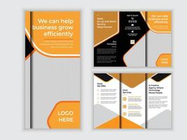 Modern Tri-Fold Business Brochure Design Template Orange and Black Professional Marketing Material for Efficient Growth vector