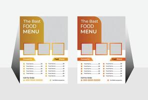 Elegant Orange and Gold Restaurant Menu Template Design for Fast Food and Desserts, Appealing and Modern vector