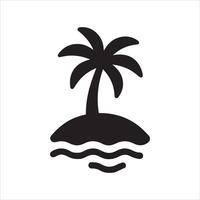 Tropical island scene with palm tree graphic vector