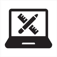 Laptop with ruler pencil design illustration vector