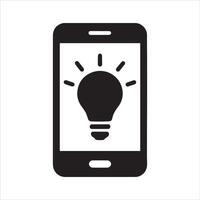 Smartphone design with illuminated lightbulb graphic vector