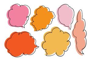 Set of boho style irregular text box in blob shapes or clouds, isolated illustration on white background vector