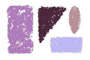 Set of colored chalk texture. Hand drawn charcoal geometric figures on white background. vector