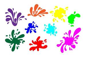 Illustration of a collection of bold bright colorful ink blots and splashes in various shapes. Abstract elements for artistic or graphic design use, isolated on a white background. vector