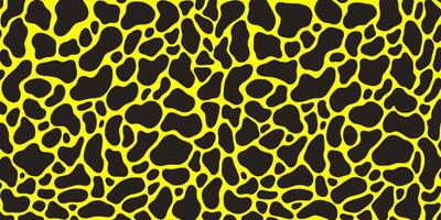 Horizontal animal skin fur pattern, nature inspired theme, black and yellow print, trendy background vector