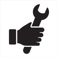 A hand holding a wrench mechanical repair design illustration vector