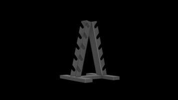 Dumbbell Weight Rack Rotating on a Transparent Background. Seamless Loop. 4K video