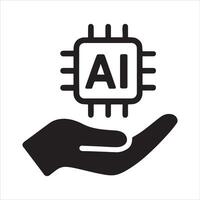 Artificial intelligence hand holding microchip technology vector