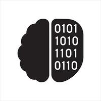 Abstract binary code brain ai illustration vector