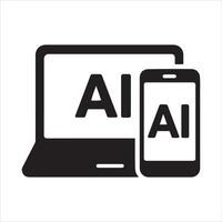 Modern ai laptop and smartphone technology illustration vector