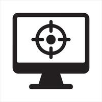 Desktop computer with target graphic design vector