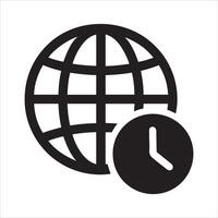 Global time zone clock and world map illustration vector