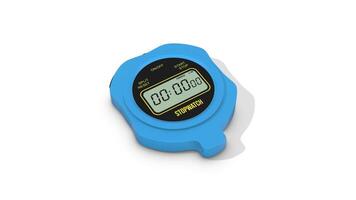 Stopwatch Timer on a White Floor. Digital Stopwatch 3D Animation. 4K video