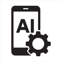 Ai smartphone with gear modern technology graphic vector