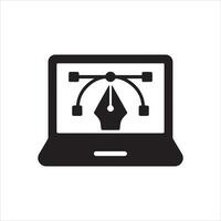 Laptop with graphic design software interface illustration vector