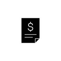 Simple black and white icon representing a financial document, perfect for website or app interface. vector