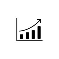 Simple icon depicting upward trending bar graph. vector