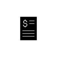 Simple black icon depicting a financial document, suitable for financial apps or websites. vector