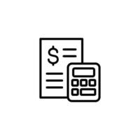 Icon depicting a calculator and invoice, symbolizing financial calculations and accounting. vector