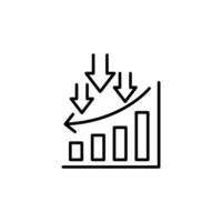 Visual representation of overcoming challenges. A line graph shows upward growth despite downward arrows. vector