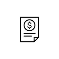 Simple black line icon depicting a financial document. Perfect for finance apps, websites and presentations. vector