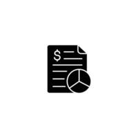 Icon depicting financial report analysis with pie chart and dollar sign. vector
