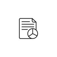 Simple icon depicting a document with a pie chart, symbolizing business reporting. vector