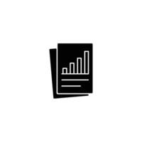 Black and white icon of documents showing financial growth vector