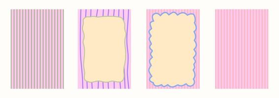 Scallop frame with line whimsical style. Wavy line decorative poster with text frame pastel color. Scallop border cute poster. illustration vector