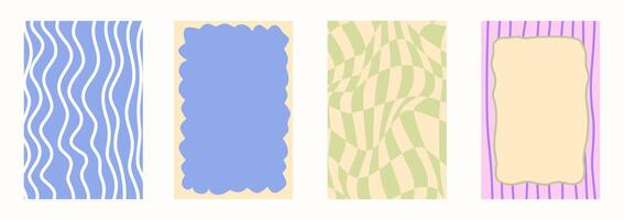 Scallop frame with line whimsical style. Wavy line decorative poster with text frame pastel color. Scallop border on cute poster. vector