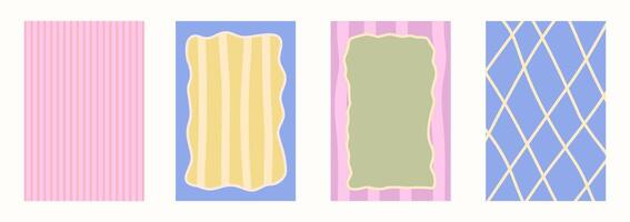Scallop with line whimsical style. Wavy line decorative poster with text frame pastel color. Scallop border on cute poster. illustration vector