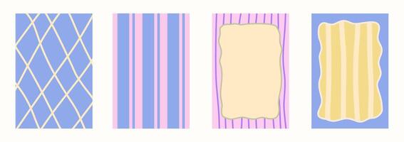 Scallop frame with line whimsical style. Wavy line decorative poster with text frame pastel color. Scallop on cute poster. illustration vector