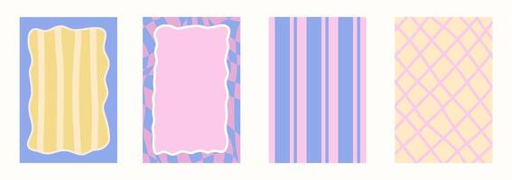 Scallop frame with line whimsical style. Wavy line decorative poster with text frame pastel color. Scallop border on cute poster. illustration vector