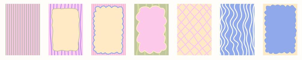 Scallop frame with whimsical style. Wavy line decorative poster with text frame pastel color. Scallop border on cute poster. illustration vector