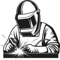 Welder working with sparks . vector