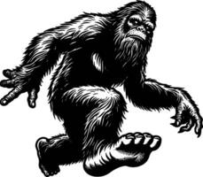 Bigfoot Illustration with Sasquatch, and Mythical Creature. vector