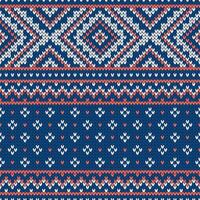 Scandinavian knitted seamless pattern. Norwegian native style sweater, ornament with snowflakes. Wool texture. Winter holiday background vector