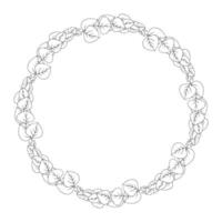 Floral wreath of branches eucalyptus, line art, illustration vector