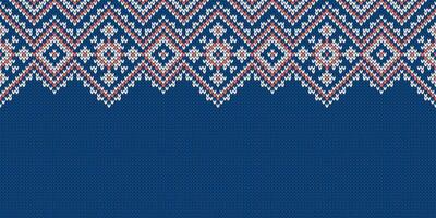 Wide background for holiday design. Winter knitted pattern with snowflakes vector