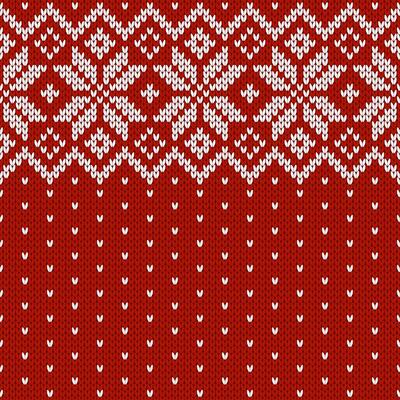 Norwegian native style sweater, ornament with snowflakes. Fair Isle design. Scandinavian knitted seamless pattern. Wool texture. Winter holiday background