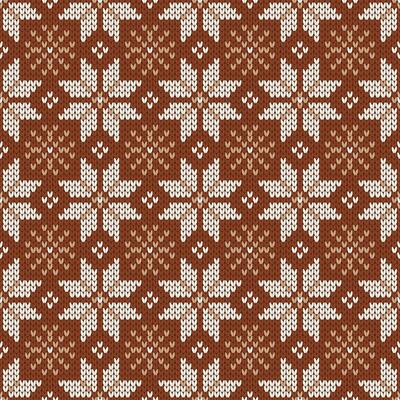 Scandinavian knitted seamless pattern. Winter holiday background with snowflakes
