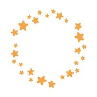 Round frame with orange stars on white background vector