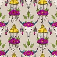 Colorful floral skull pattern design vector