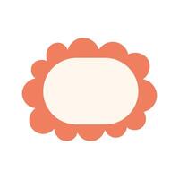 Boho horizontal oval label with orange scalloped decorative edge vector