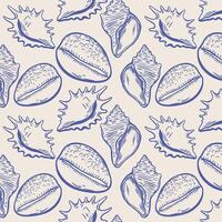 Vintage seashell repeat pattern with beige background vector
